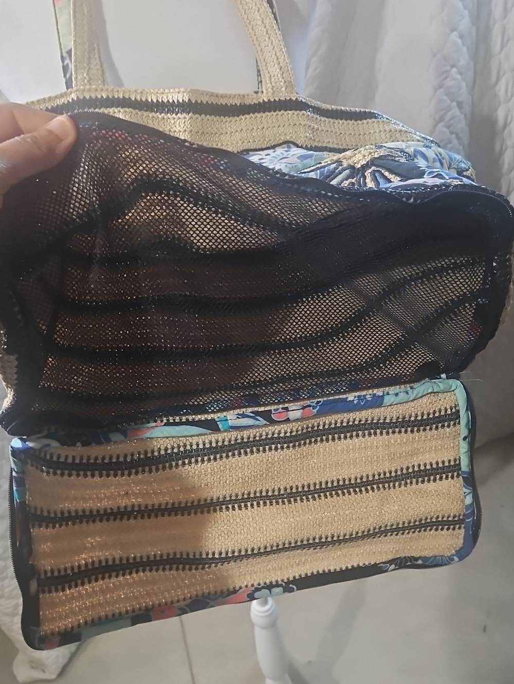 Vera Bradley Seashore Striped Straw Tote - Picture 6 of 7